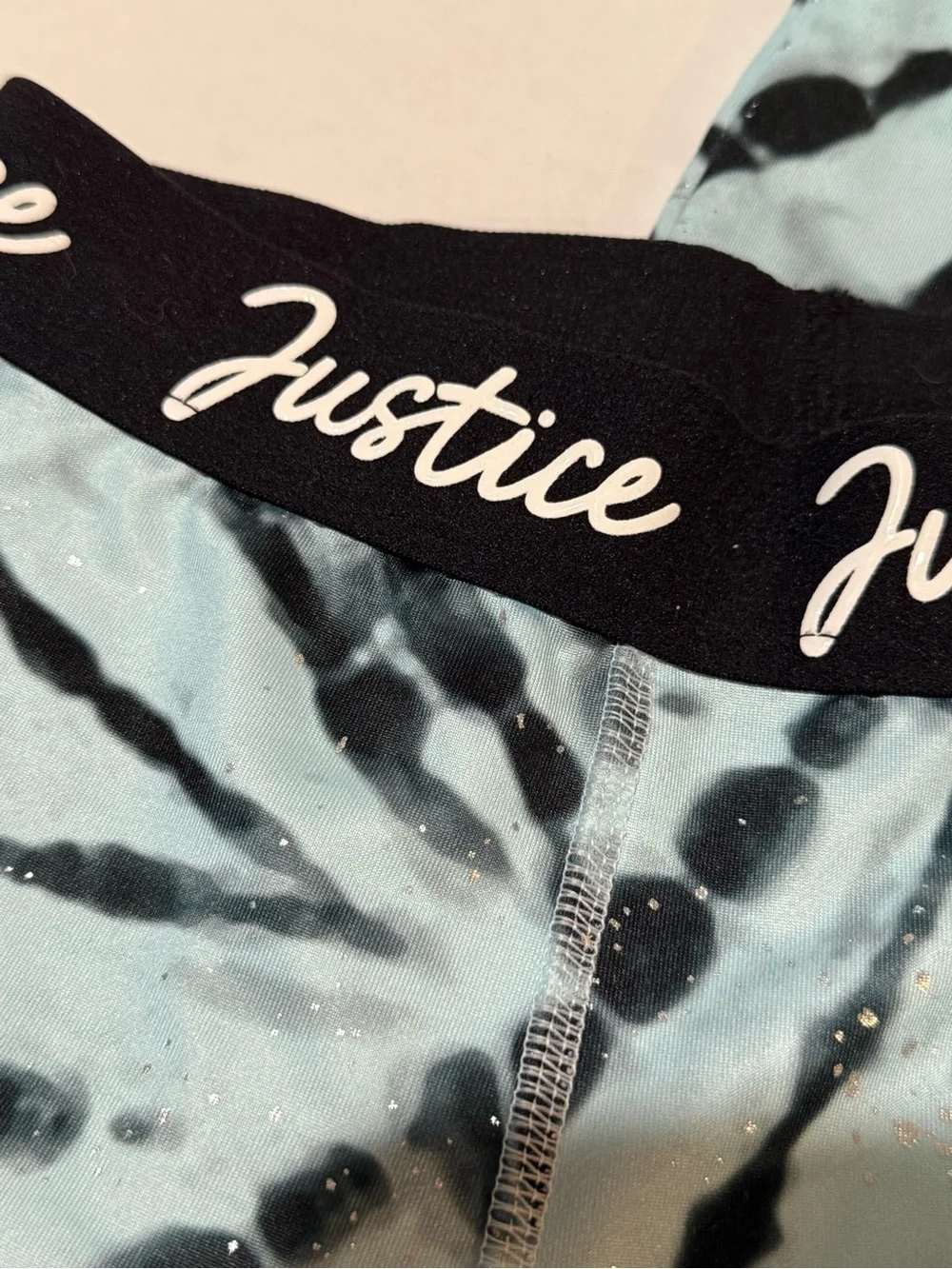 Justice Girls Active Set Tie Dye Glitter Leggings Shorts 10